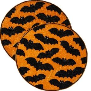 Set of 4 Max Studio 15" Halloween Bats Beaded Placemat Set Centerpiece Charger